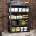 72"H 5 Tier Metal Shelves for Storage Garage Shelving 2000LBS Heavy Duty Storage Shelves Adjustable Garage Shelf Industrial Shelving Unit Storage Utility Rack,35.4"W*15.7"D*72"H,Black - DTYStore
