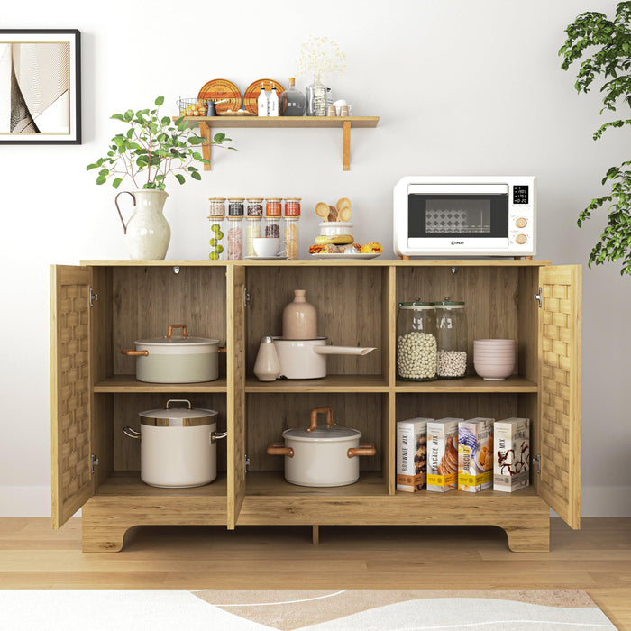 Storage Cabinet with 3 Doors, Wood Sideboard Buffet Storage with Adjustable Shelf, Anti-tip Kit Accent Cabinet for Living Room, Hallway, Entryway, Dining Room, Bedroom