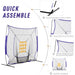 Soozier Baseball Practice Net Set with 7.5x7ft Catcher Net, Ball Caddy and Batting Tee, Portable Baseball Practice Equipment with Carry Bag for Hitting, Pitching, Batting, Catching, Purple - DTYStore