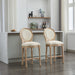 Solid Wood Bar stools Set of 2, Classic French Country Wooden Barstools with Upholstered Seating - DTYStore