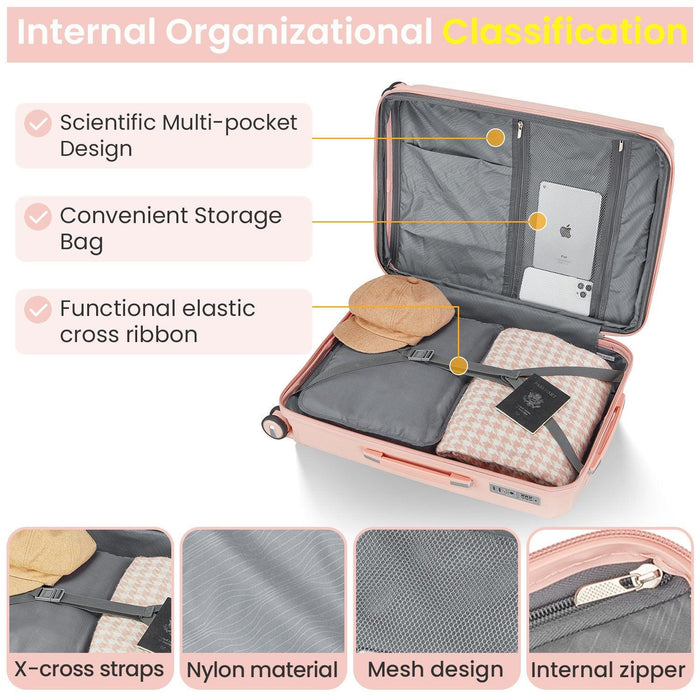 Luggage 4 Piece Sets(14/20/24/28), Hard Shell Lightweight TSA Lock Carry on Expandable Suitcase with Spinner Wheels Travel Set for Men Women - DTYStore