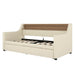 Twin Size Daybed with Trundle, Upholstered Daybed with Charging Station and LED Lights, Beige - DTYStore