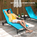 Outsunny Outdoor Chaise Lounge, 2 Piece Lounge Chair with Wheels, Tanning Chair with 5 Adjustable Positions for Patio, Beach, Yard, Pool, Blue - DTYStore