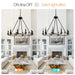 Rustic Farmhouse 10-Light Candle Chandelier, Black Metal and Wood Round Hanging Light Fixture for Dining Room, Kitchen, Living Room, Adjustable Height, E12 Bulb Base (No Bulbs) - DTYStore