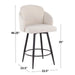 Dahlia 26' Contemporary Fixed-Height Counter Stool in Matte Black Metal, Black Faux Leather and Chrome Metal Accent with Round Black Metal Footrest by LumiSource - Set of 2 - DTYStore