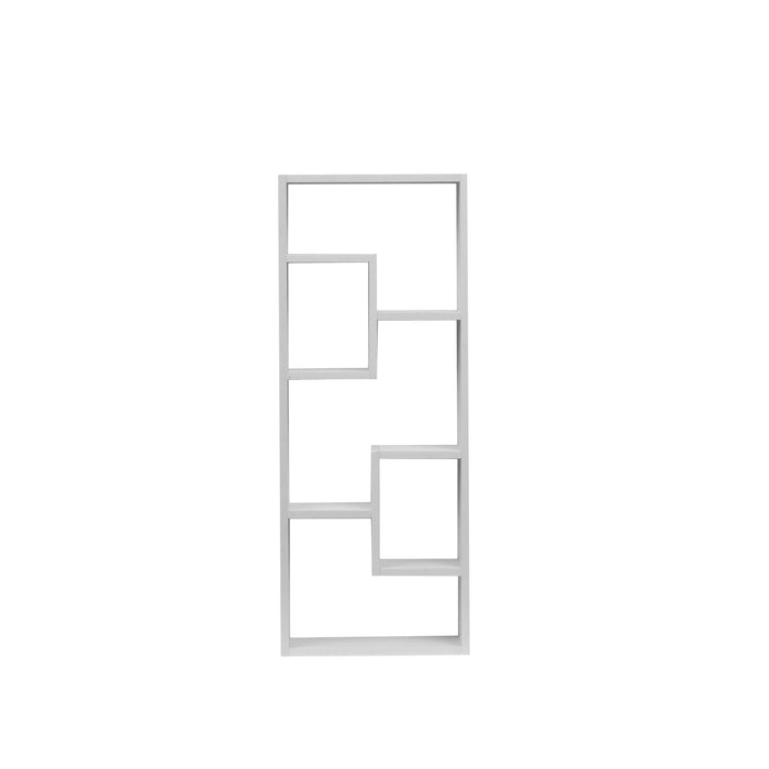 Bookshelf, Freestanding Wood Open Bookcase with 5 Cubes, with 2 keyhole hangers, Home Office DÃƒÂ©cor Rectangular Storage Shelf Display Rack for Study Living Room White - DTYStore