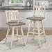 Pub Height Chairs Set of 2, Distressed Gray and White 360-degree Swivel Chair Solid Rubberwood Furniture, Vertical Slat Back Bar Chairs - DTYStore