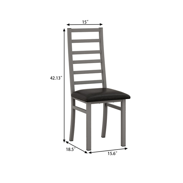 Metal Dining Chairs Set of 2, Steel Legs and PU Leather Seats, High Back Armless Dining Chairs, for Kitchen, Living Room, Grey