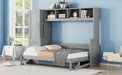 Full Size Murphy Bed Wall Bed with Closet and Drawers,Gray - DTYStore