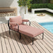 Rajni Pink Fabric & Black Finish Patio Set (1 Armed Chair, 1 Ottoman) - DTYStore