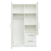 High wardrobe and kitchen cabinet with 2 doors, 2 drawers and 5 storage spaces,white - DTYStore