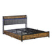 King Size Bed Frame, Storage Headboard with Charging Station and 4 Storage Drawers,LED Lights , Brown and and Gray - DTYStore