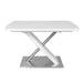 47.25''-63'' Modern White Glossy Dining Table for 4-6 People, Extendable Dining Table with Crossed Metal Base and Stainless Steel Tubes, Large Dining Table White(Same SKU:W757P16040) - DTYStore
