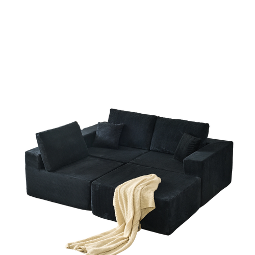 110' Cloud Modular Sectional Sofa,Boneless Couch, No Assembly, 3 seater with Ottoman & 2 Pillows, Perfect for Living Rooms and Bedrooms - Image 13