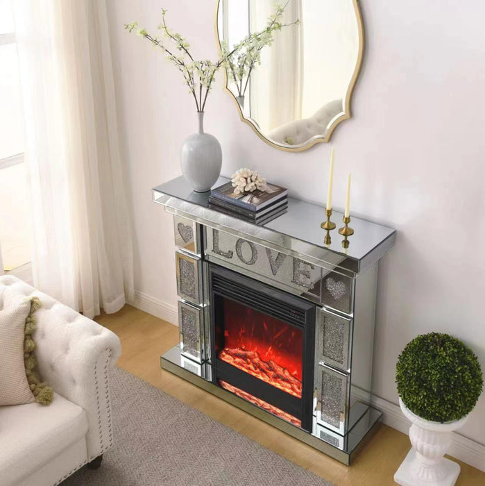 W 46" X D 12.6 X H 41"Acrylic Diamond Mirror Fireplace Cabinet, TV fireplace cabinet - DTYStore