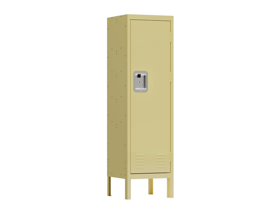 1 Door Tall Single Metal Locker-Retro Style Storage Cabinet--Industrial Furniture--For Living Room/Bedroom/Storage Room/Gym/School--Yellow - DTYStore