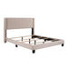 Queen Size Velvet Upholstered Platform Bed, Box Spring Needed - Beige - DTYStore