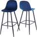 Bar Stools Set of 2, 30 Inches Velvet Barstool Modern Counter Bar Height Chair with Back, Sturdy Metal Legs & Footrests, Easy Assembly, Island Stool for Kitchen Bar - DTYStore