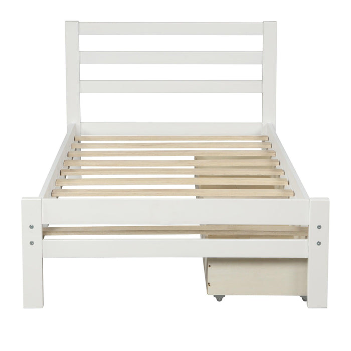 Wood Platform Bed with Two Drawers, Twin - DTYStore