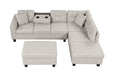 105" Modern Sectional Sofa with Storage Ottoman, L-Shape Couch with 2 Pillows and Cup Holder,Sectional Sofa with Reversible Chaise for Living Room,Light Gray - DTYStore
