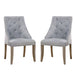 Set of 2 Flannelette Upholstered Dining Side Chair in Silver and Light Gray - DTYStore