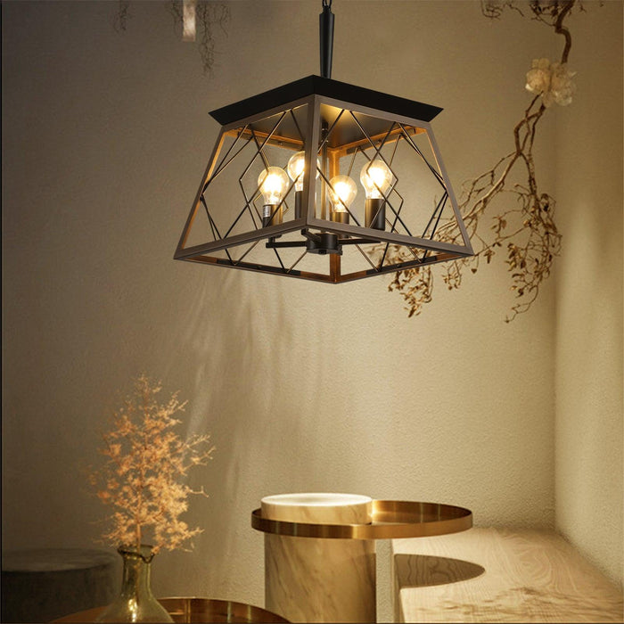 4-Light Farmhouse Chandelier Vintage Antique Chandeliers Light Fixture For Kitchen Dining Room Living Room Walnut (No bulbs)