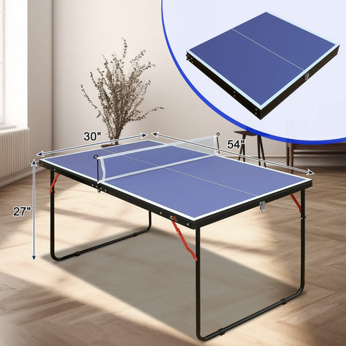 DOUBLE FISH Mid-Size Portable Ping Pong Table, 4ft Compact Foldable Table Tennis Table Set with Net, 2 Paddles & 3 Balls for Indoor Outdoor, Small Spaces And Apartments, Thickened Aluminum Frame - Image 2