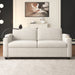72.8" Corduroy Sleeper Sofa Loveseat Sofa with Full Size Mattress, Two USB Ports, Two Cup Holders, Two Side Pockets and a Phone Holder for Living Room, Beige - DTYStore
