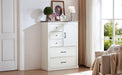 Farmhouse 5 Drawer Dresser for Bedroom, Tall Chest of Drawers, Chest of Drawers Organizer Storage,Wood Rustic Bedroom Dresser for Closet, Living Room, Hallway, White. - DTYStore
