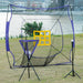 Soozier Baseball Practice Net Set with 7.5x7ft Catcher Net, Ball Caddy and Batting Tee, Portable Baseball Practice Equipment with Carry Bag for Hitting, Pitching, Batting, Catching, Purple - DTYStore