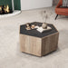 Rural Style Garden Retro Living Room Coffee Table with 2 drawers, Textured Black + Warm Oak - DTYStore