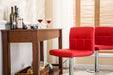 Swivel Faux Leather Adjustable Hydraulic Bar Stool, Set of 2, Red - DTYStore