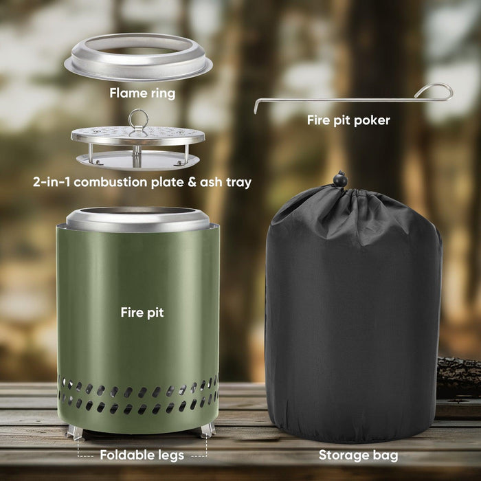 Smokeless Fire Pit, 304 Stainless Steel Tabletop Firepit Wood Pellets Burning Fire Pits for Camping, Bonfire, Low Smoke Portable Firepits for Outdoor Patio Backyard - DTYStore