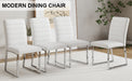 Set of 4 dining chairs, white dining chair set, PU material high backrest seats and sturdy leg chairs, suitable for restaurants, kitchens, living rooms - DTYStore