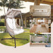 Swing Egg Chair with Stand Indoor Outdoor, Wicker Rattan Frame 350lbs Capacity Hammock Chair for Patio Bedroom with Sunshade Cloth, Courtyard, Cushion And Pillow - DTYStore