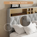 Queen Size Bed Frame with 2-Tier Storage Adjustable Headboard & Charging Station, Solid and Stable, No Box Spring Needed, Noise Free, Easy to Assemble, Gray - DTYStore