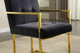 Modern Velvet Dining Arm Chair Set of 1, Tufted Design and Gold Finish Stainless Base - DTYStore