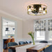 Flush Mount Ceiling Fans with Lights and Remote Control green Caged Low Profile Ceiling Fan Modern Metal Ceiling fanfor Farmhouse Dining Room Bedroom Kitchen Living Room - DTYStore