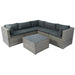 6 Pieces PE Rattan sectional Outdoor Furniture Cushioned Sofa set Grey Wicker, Dark Grey Cushion - DTYStore