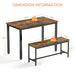 Dining Table Set, Bar Table with 2 Dining Benches, Kitchen Table Counter with Chairs, Industrial for Kitchen Breakfast Table, Living Room, Party Room, Rustic Brown and Black,43.3″L x23.6″W x 29.9″H - DTYStore