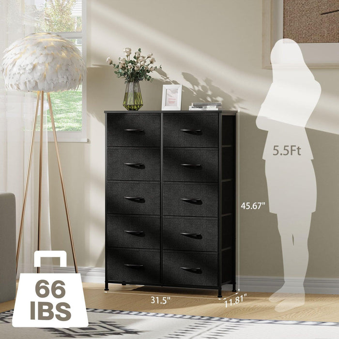 SweetCrispy Dresser for Bedroom Storage Drawers, Fabric Storage Tower with 10 Drawers Sturdy Metal Frame - DTYStore