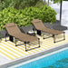 Outsunny 2 Piece Folding Chaise Lounge with 5-level Reclining Back, Outdoor Tanning Chair with Reading Face Hole, Outdoor Lounge Chair with Side Pocket & Headrest for Beach, Yard, Patio, Beige - DTYStore