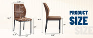 Luxury Simple Chair - Set of 6 Brown Technology Fabric Material High Resilience Dining Chair with Metal Black Leg.The Chair Back Has a Vertical Stripe Design With Smooth And Uniform Lines. - DTYStore