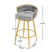 Swivel Counter Height Bar Stools Set of 2,31.5'Bar Height Stools with Hand-Woven Backrest & Gold Metal Legs,Modern Low Back Upholstered Kitchen Chairs with Footrest for Island,Dining Room,Grey - DTYStore