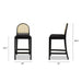 Panama 26.5' Curved Back Cane Rattan Counter Stool, Set of 2, Ebony Black Boucle - DTYStore