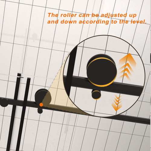 Frameless shower door 56-60 'W x 76' H, 1/4 '(6 mm) Clear Tempered Glass, Explosion Proof Film, Stainless Steel Handle, Matte Black - Image 6