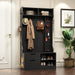 Hall Tree with 6 Hooks,Coat Hanger, Entryway Bench, Storage Bench,for Entrance, Hallwa,black