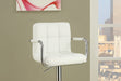 White Faux Leather Bar Stool Counter Height Chairs Set of 2 Adjustable Height Kitchen Island Stools Armrest Chairs - DTYStore