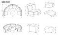 [VIDEO provided] U_Style 6 - Person Fan-shaped Rattan Suit Combination with Cushions and Table,Suitable for Garden - DTYStore