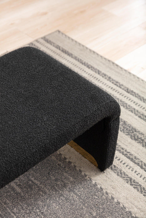 New Boucle Fabric Loveseat Ottoman Footstool Bedroom Bench Shoe Bench With Gold Metal Legs,Black - DTYStore